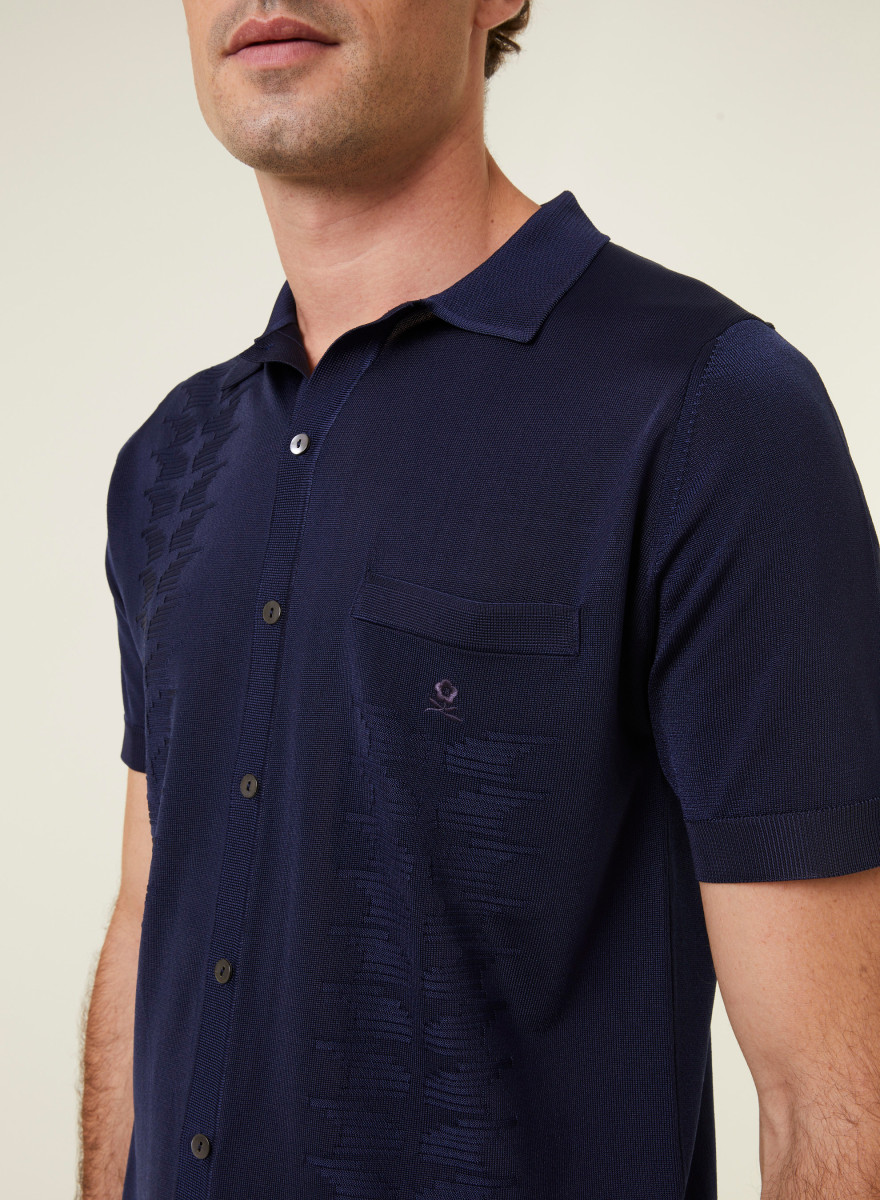 Camisa estampada de manga curta em Fil Lumière - Gustav