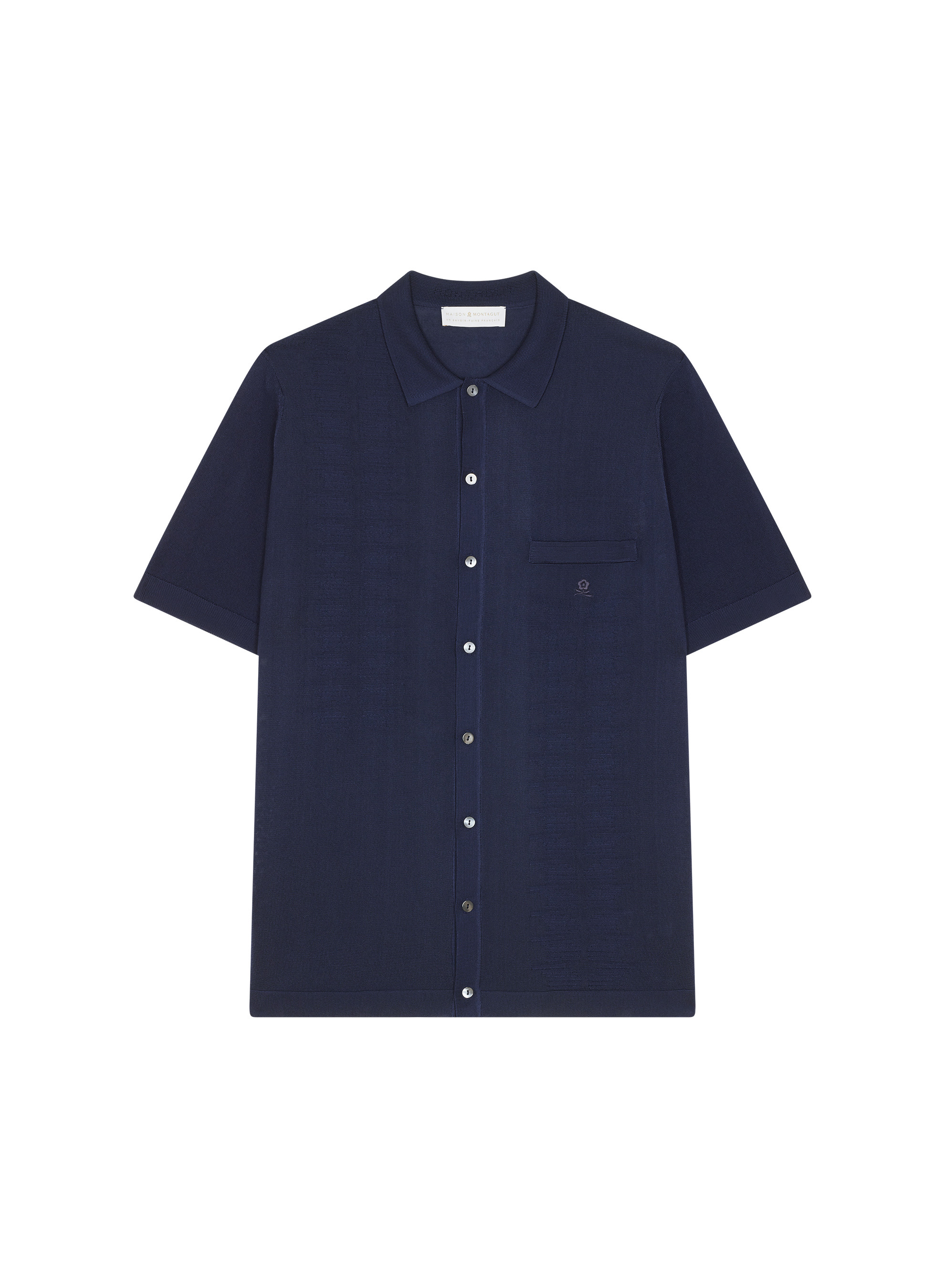 Chemise à motifs manches courtes en Fil Lumière - Gustav 0823 matelot - 75 Bleu nuit