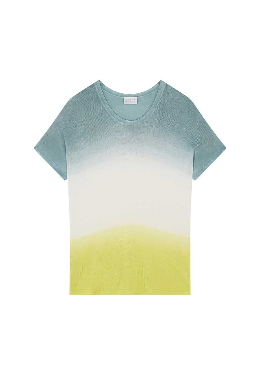 Camiseta com fenda em viscose e seda - Nova Bis