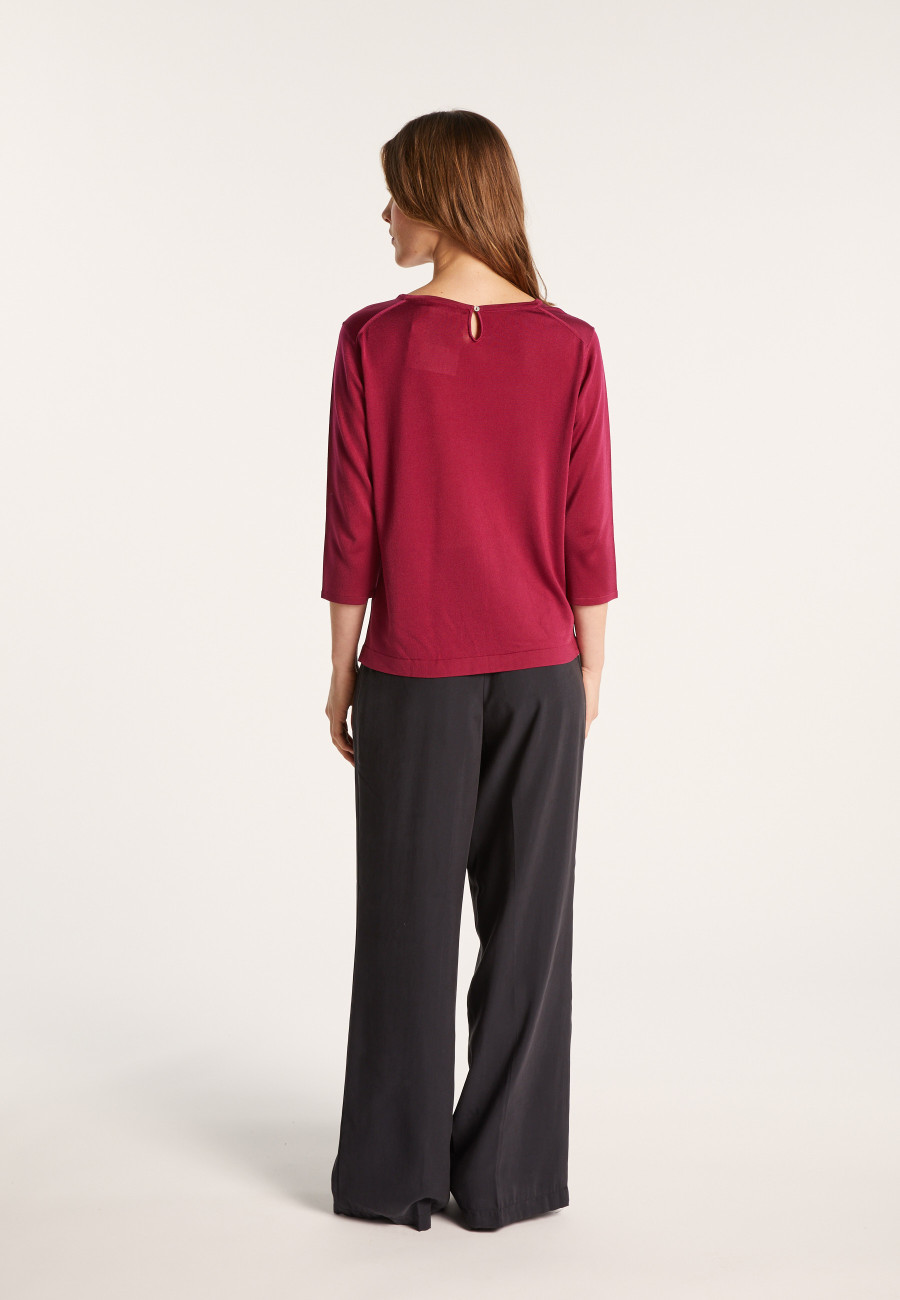 Elbow sleeve t-shirt in Lumière yarn with patterns - Erica