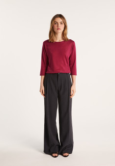 T-shirt manches coudes en Fil Lumière à motifs - Erica 0333 violette - 18 Violet foncé