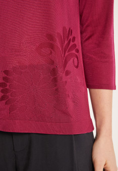 T-shirt manches coudes en Fil Lumière à motifs - Erica 0333 violette - 18 Violet foncé