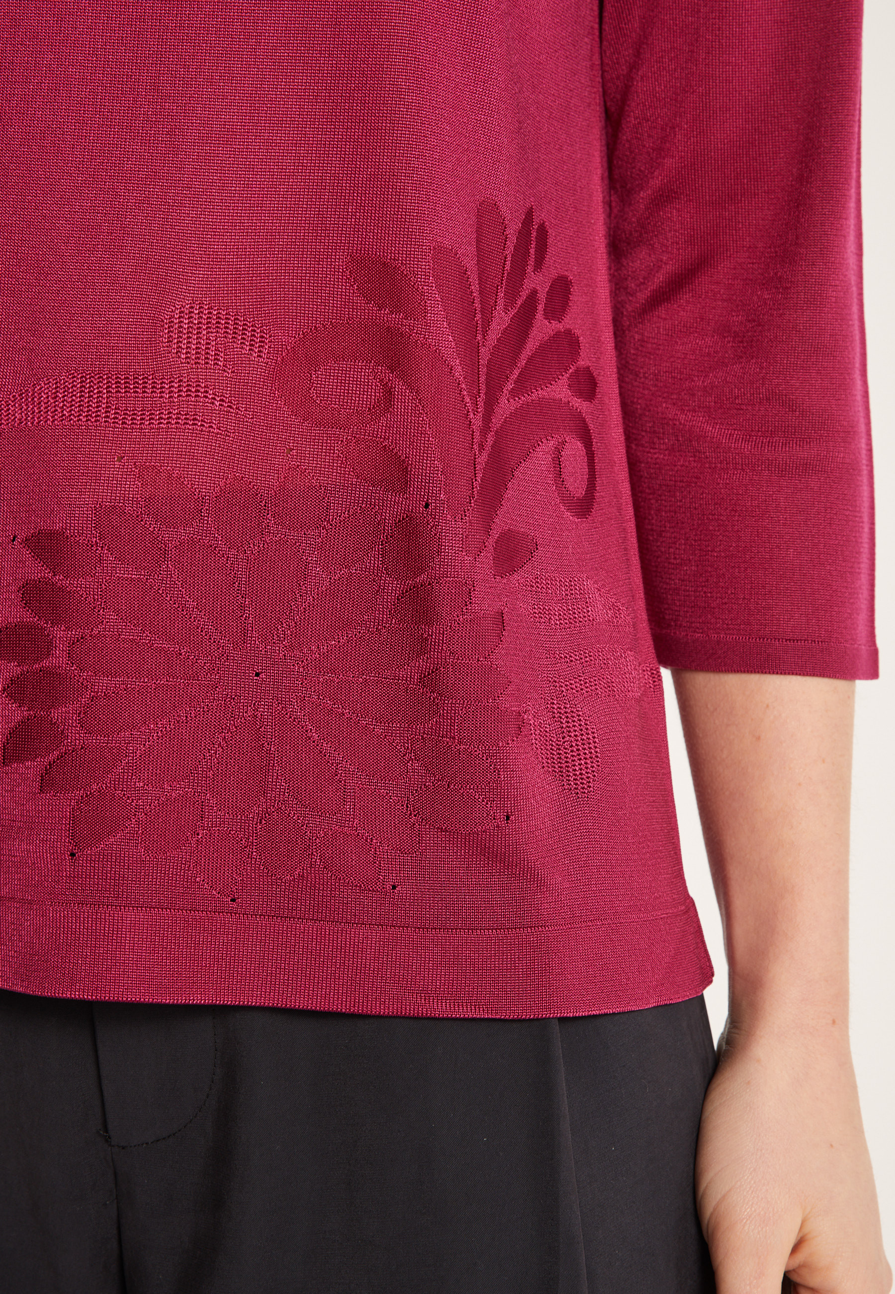 Elbow sleeve t-shirt in Lumière yarn with patterns - Erica