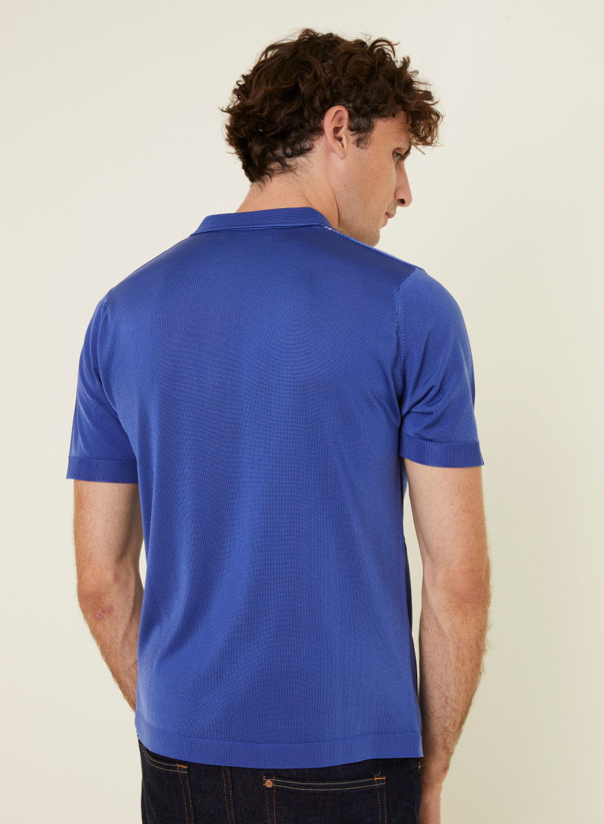 Camisa listrada de manga curta em Fil Lumière - Fabion