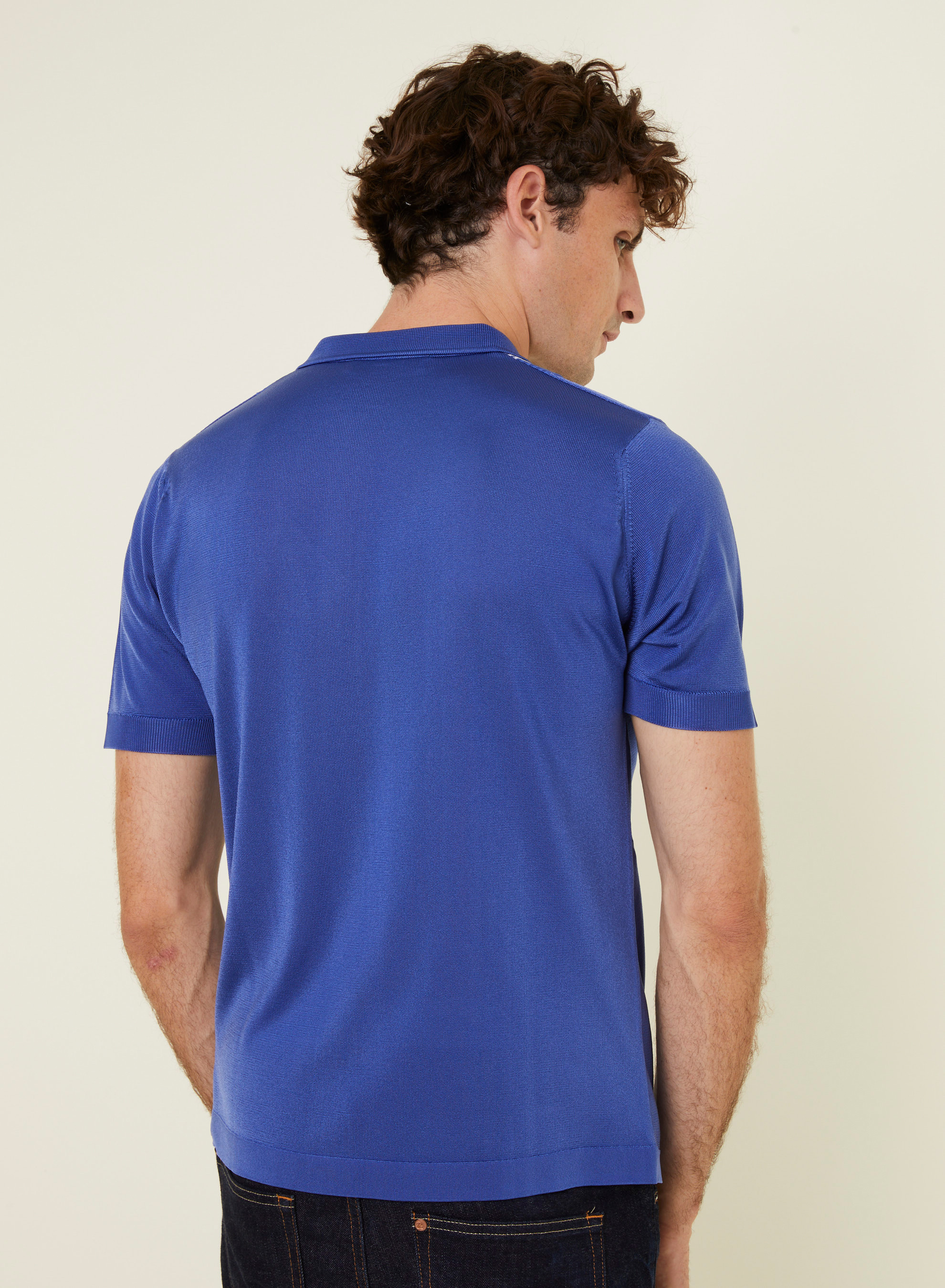 Chemise rayé manches courtes en Fil Lumière - Fabio 796 - 06 Bleu moyen