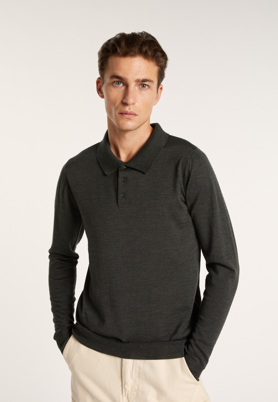 Suéter gola polo de lã merino - Eni