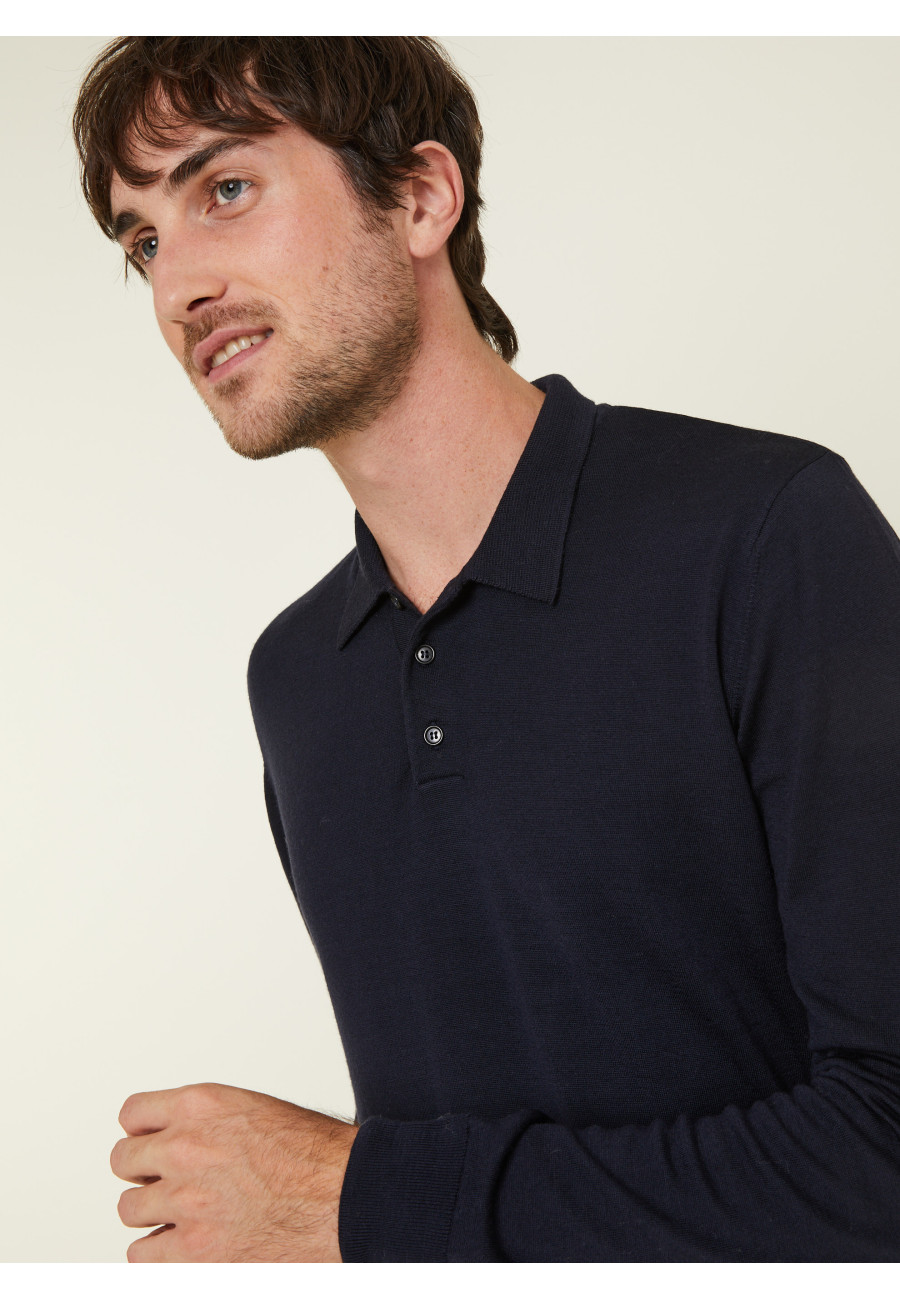 Suéter gola polo de lã merino - Eni