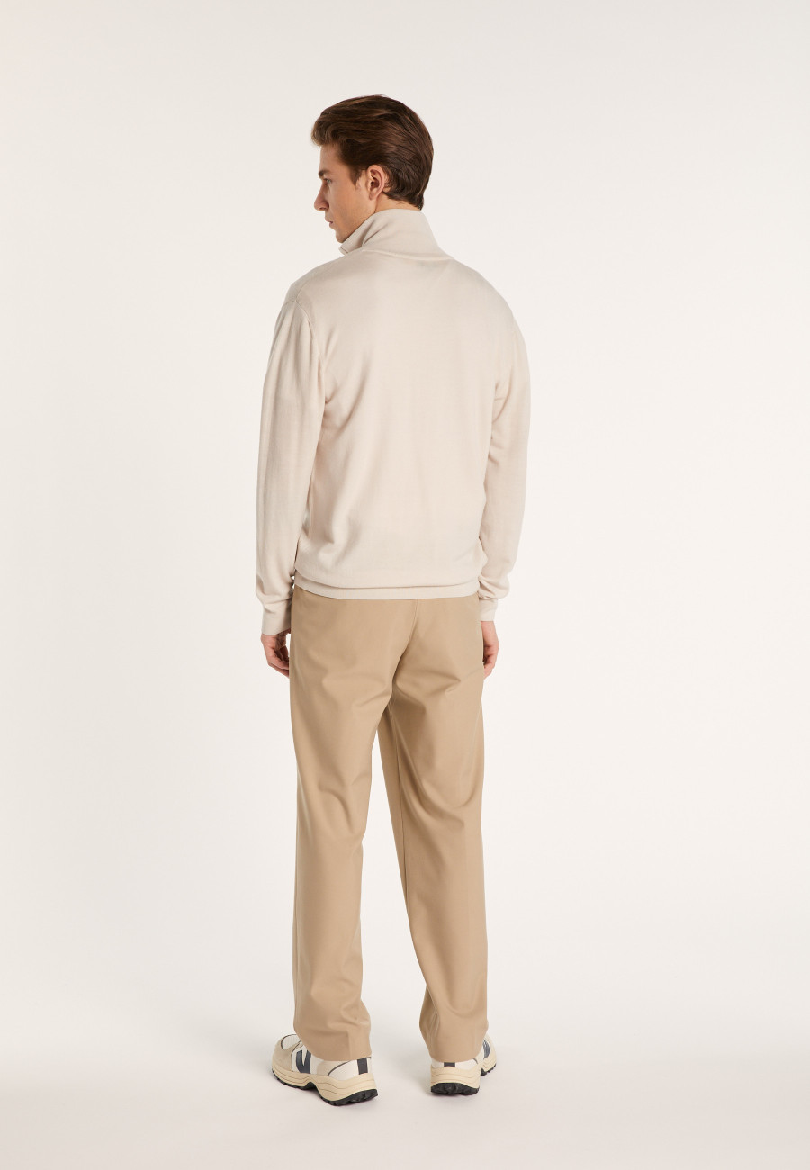 Cardigan de lã merino com zíper e gola alta - Estian