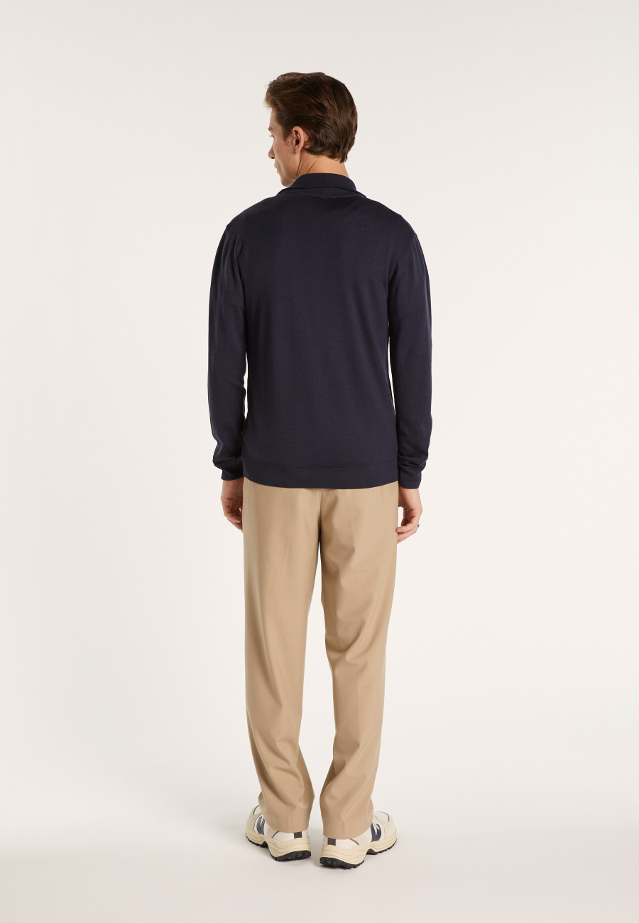 Cardigan de lã merino com zíper e gola alta - Estian