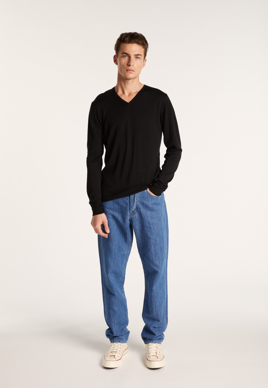 Pull col V en laine et soie - Lessie 6410