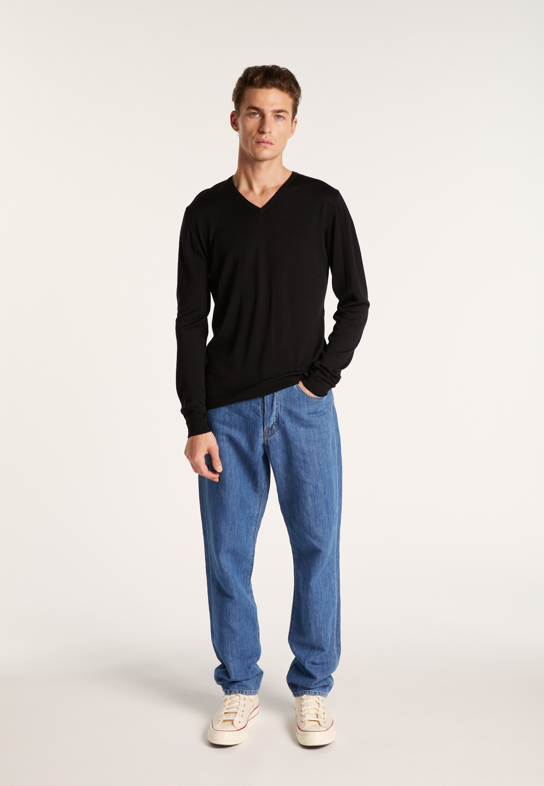 Pull col V en laine et soie - Lessie