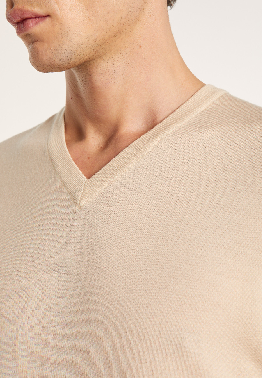 Suéter de lã merino com decote em V - Elmo