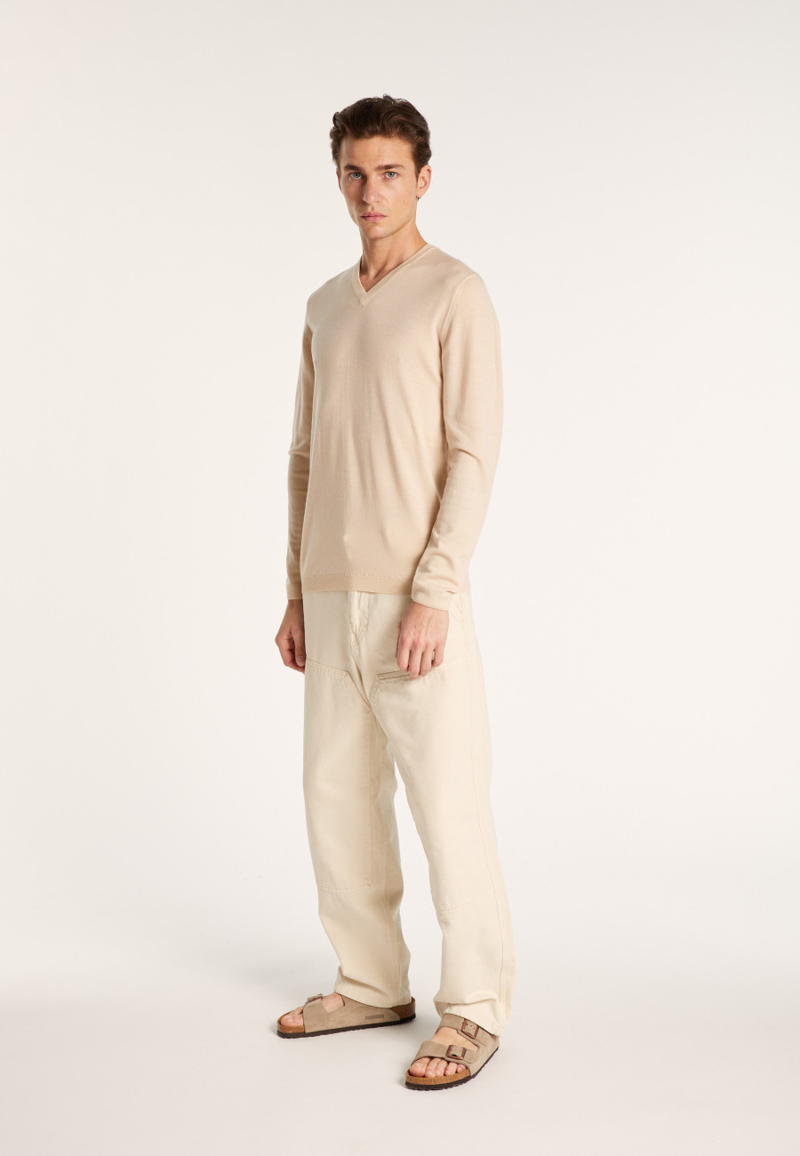 Suéter de lã merino com decote em V - Elmo