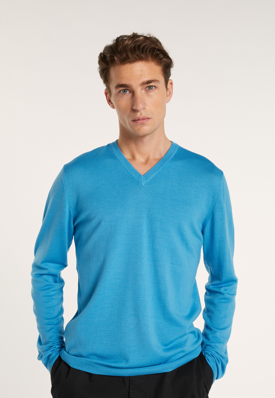 Suéter de lã merino com decote em V - Elmo