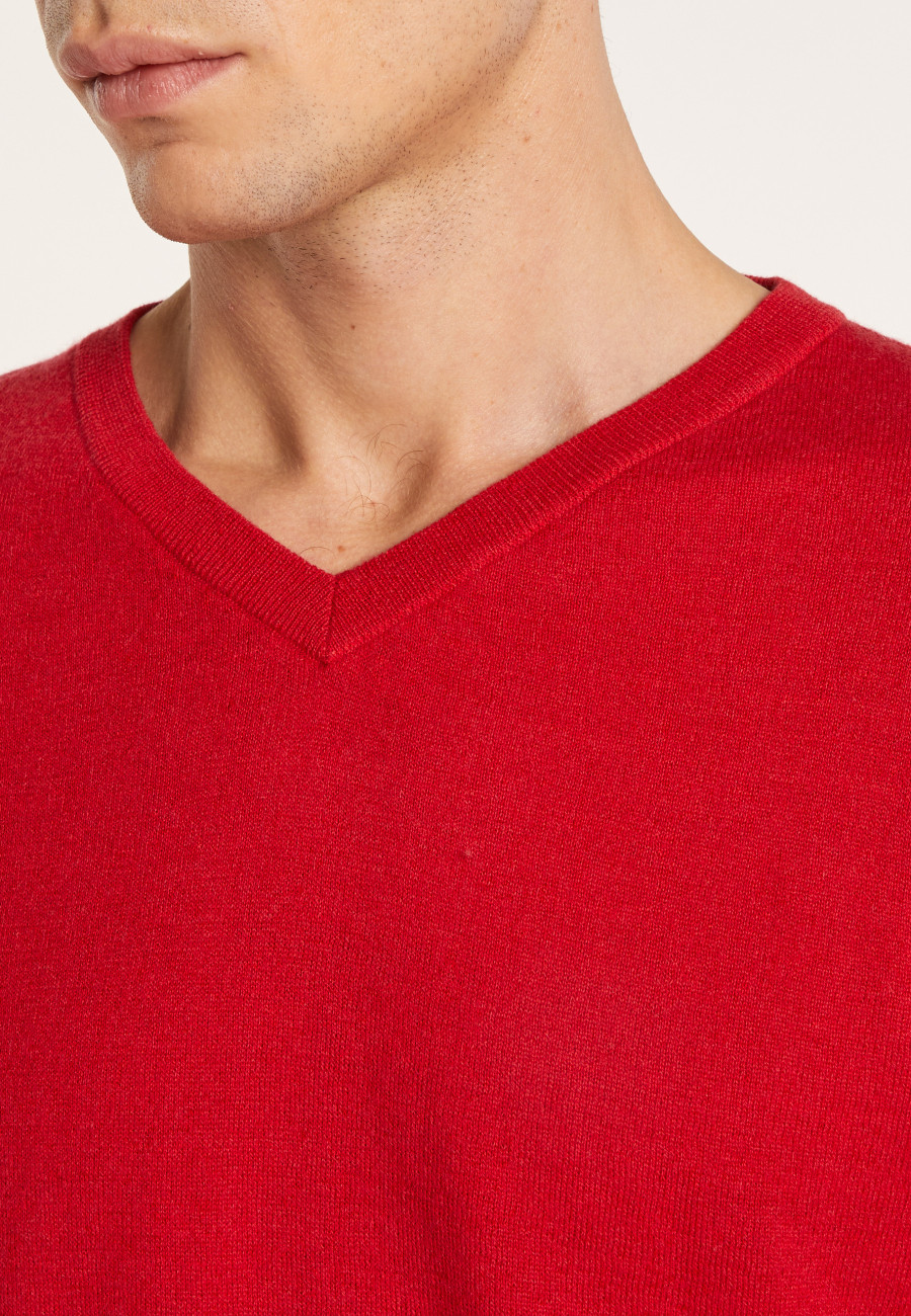 Suéter de cashmere e linho com decote em V - Banderas