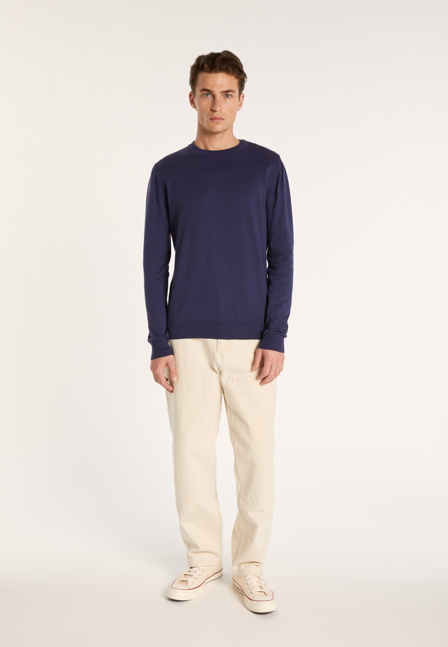 Cotton button shoulder sweater - Bonze