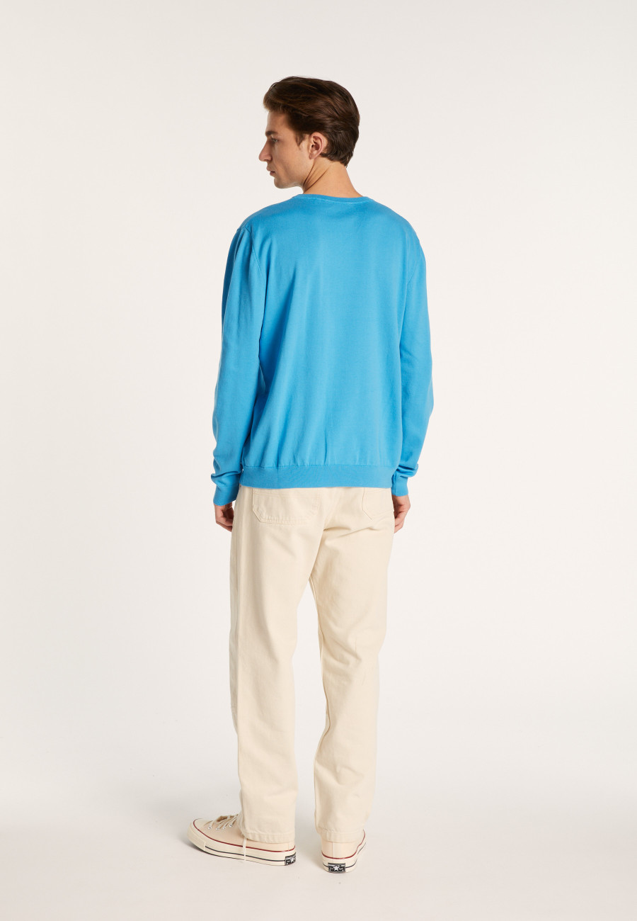 Suéter de algodão natural com decote em V - Bouddi