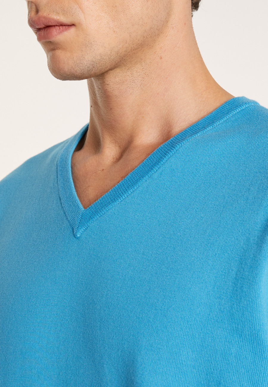 Suéter de algodão natural com decote em V - Bouddi