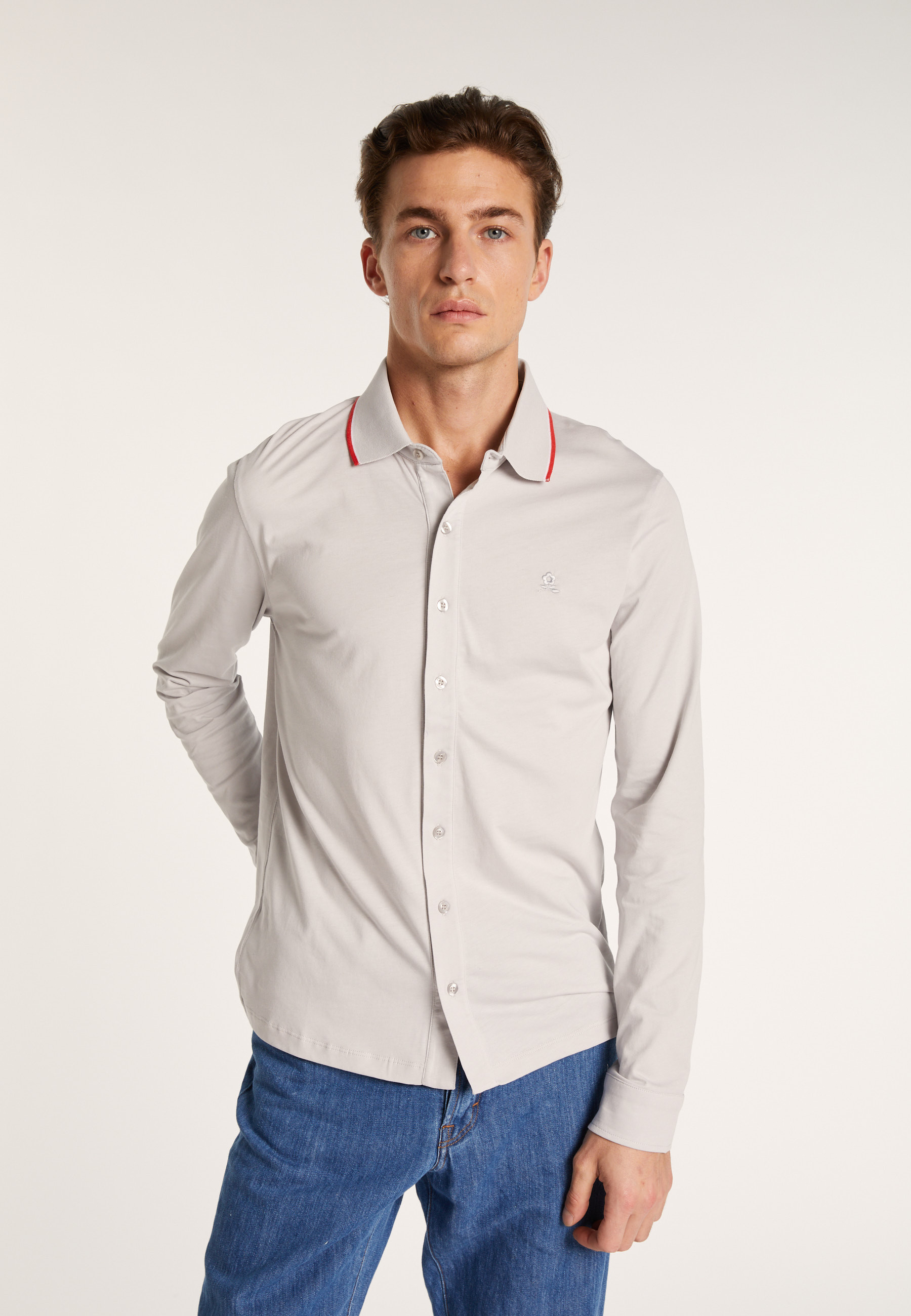Long sleeve cotton jersey shirt - Baggy