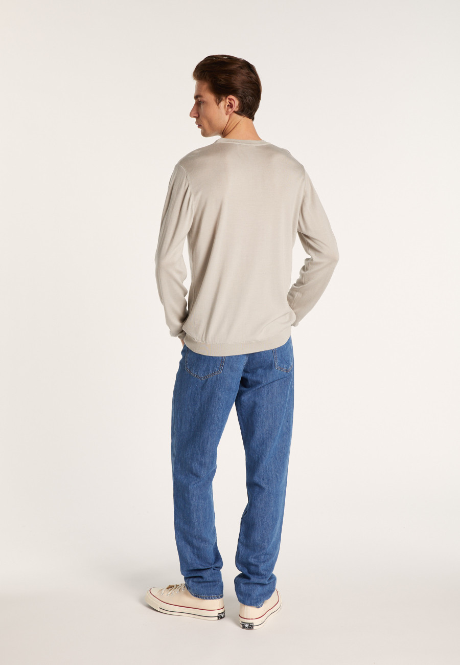 Round-neck wool and silk sweater - Barsam