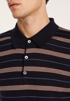 Short-sleeved striped wool polo shirt - Lary