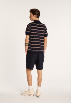 Short-sleeved striped wool polo shirt - Lary