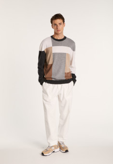 Pull motifs géométriques en cachemire - Lima 7124 ombre - 10 Gris foncé 