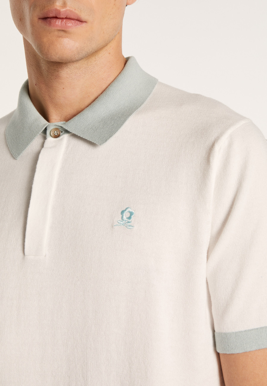 Camisa polo bicolor de algodão orgânico - Ignacio