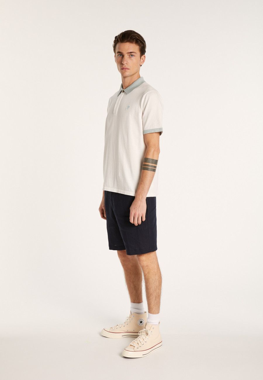 Camisa polo bicolor de algodão orgânico - Ignacio