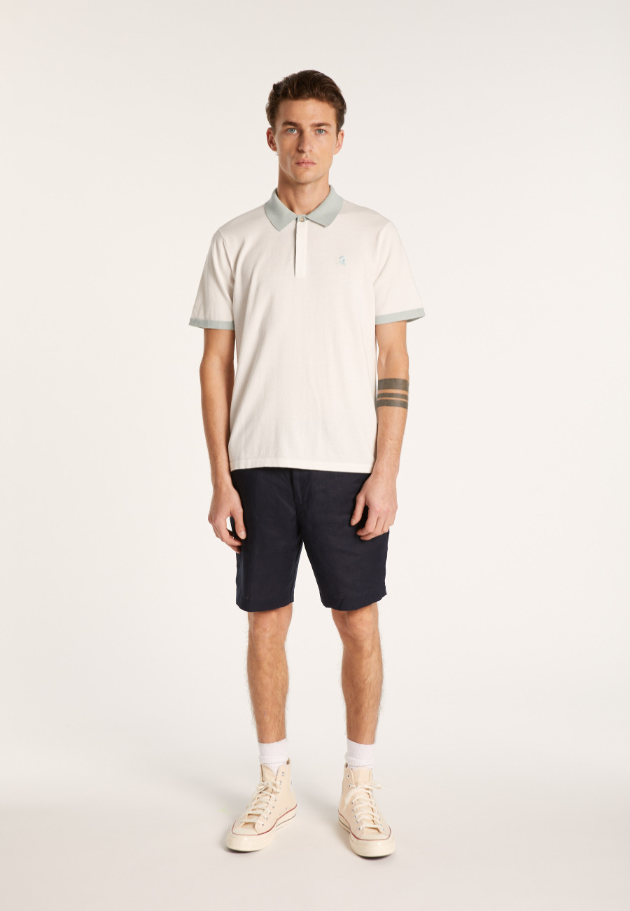 Camisa polo bicolor de algodão orgânico - Ignacio