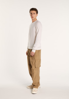 Two-tone round neck sweater in light cashmere - Percy