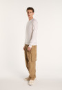 Two-tone round neck sweater in light cashmere - Percy