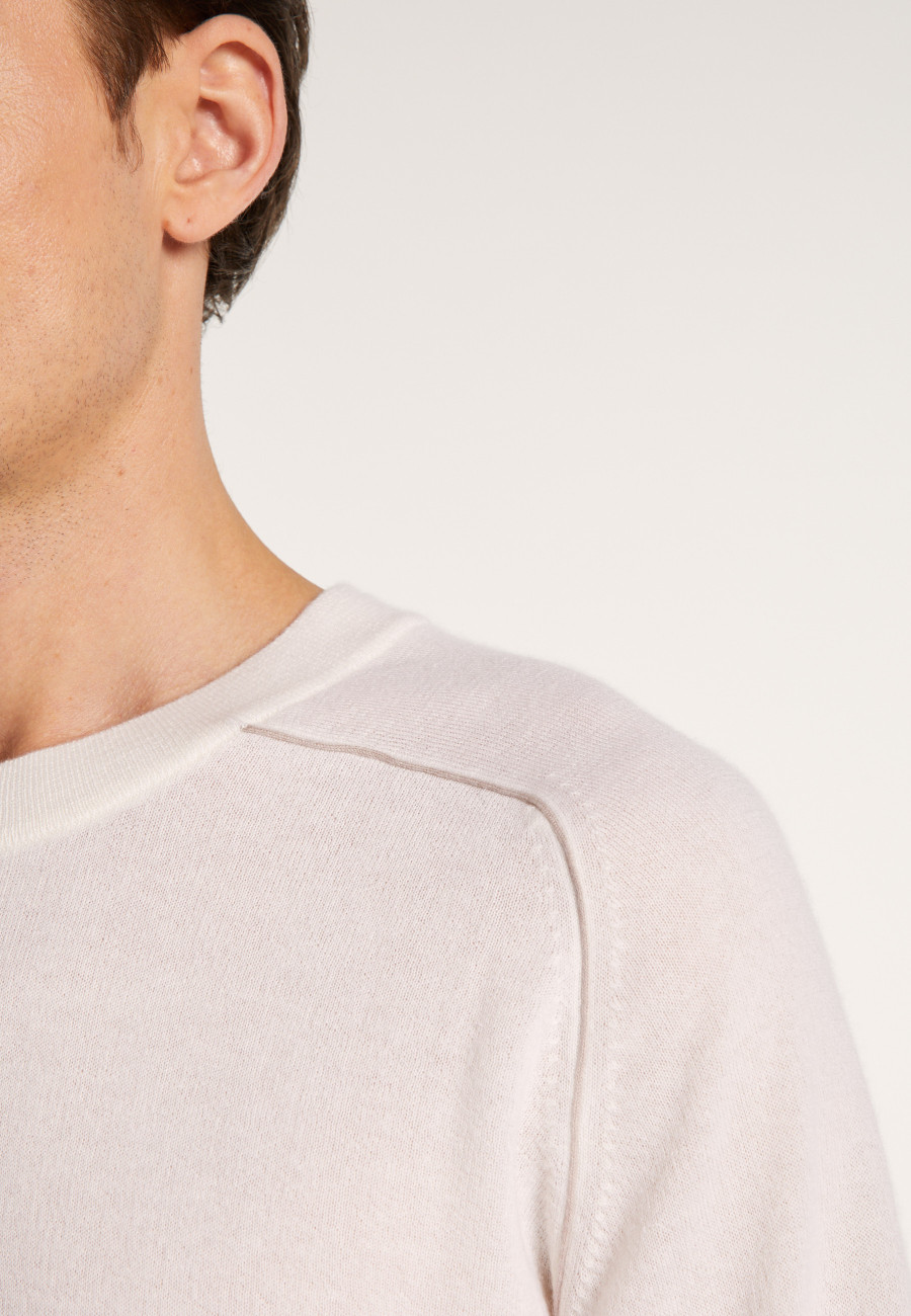 Two-tone round neck sweater in light cashmere - Percy
