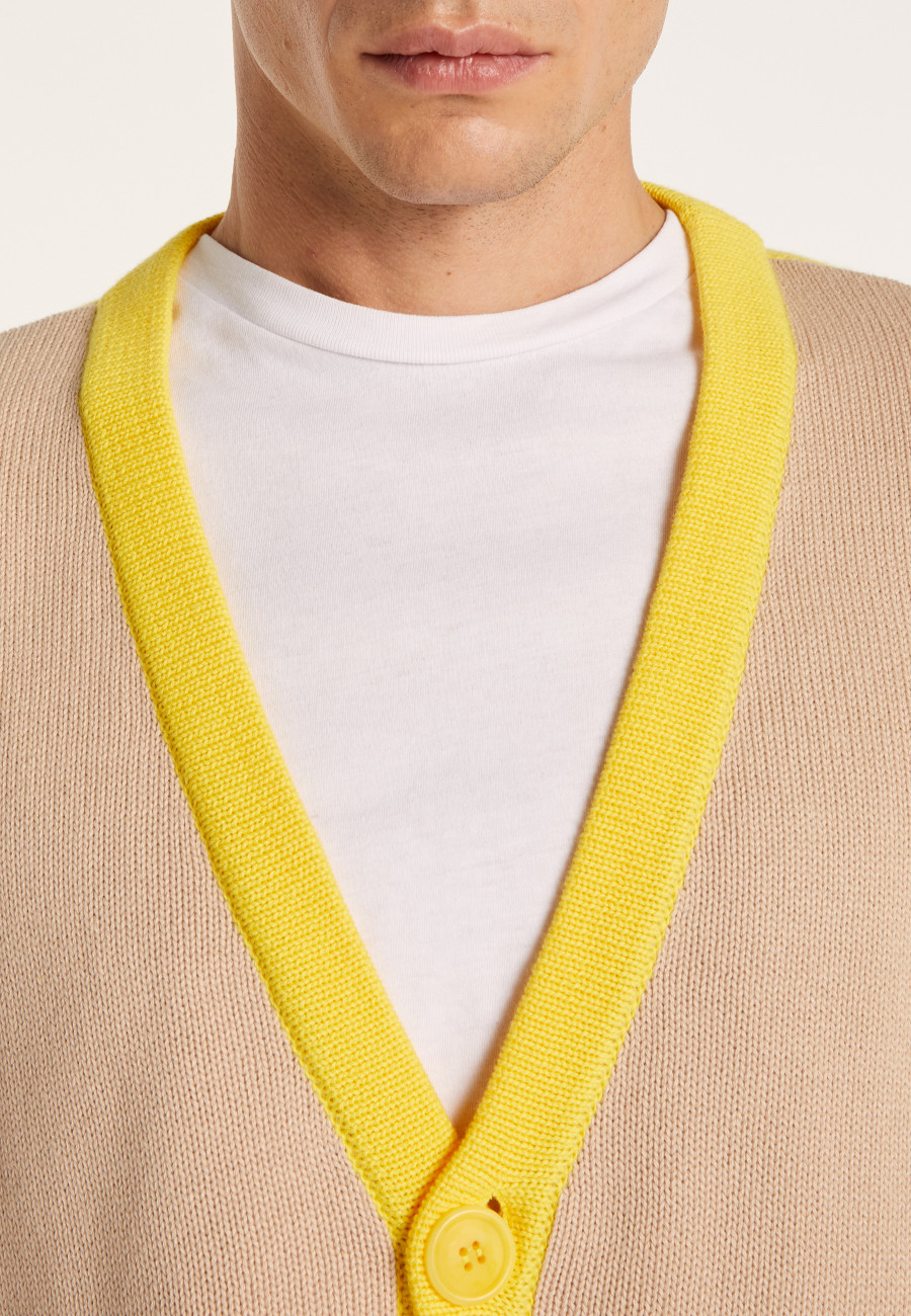 Cardigan bicolor em algodão grosso - Pierra