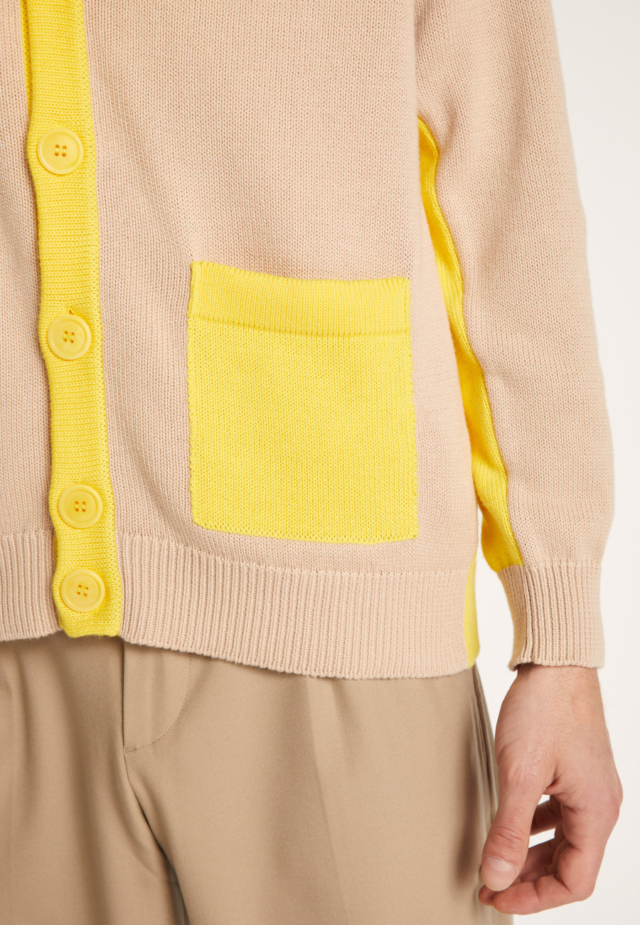 Cardigan bicolor em algodão grosso - Pierra