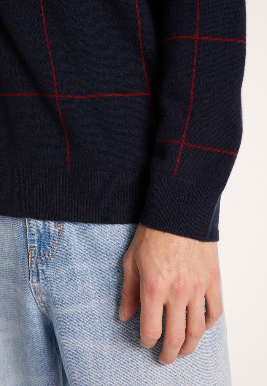 Checkered cashmere V-neck sweater - Arturo