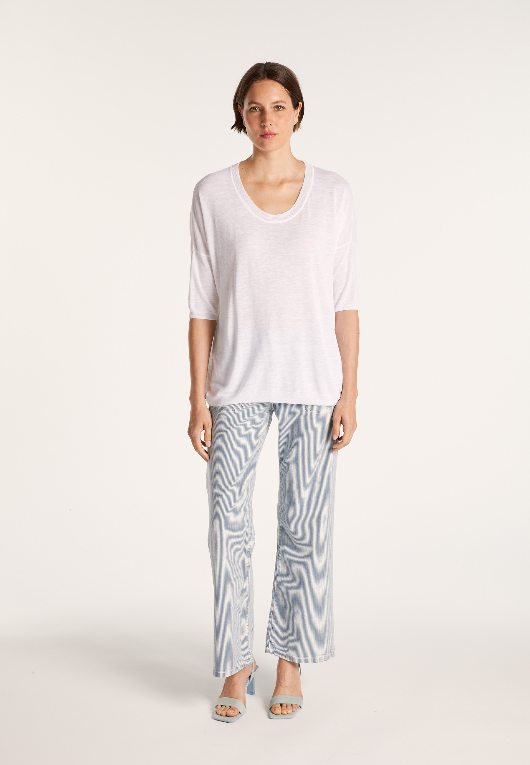 Loose round-neck slub linen T-shirt - Mairena