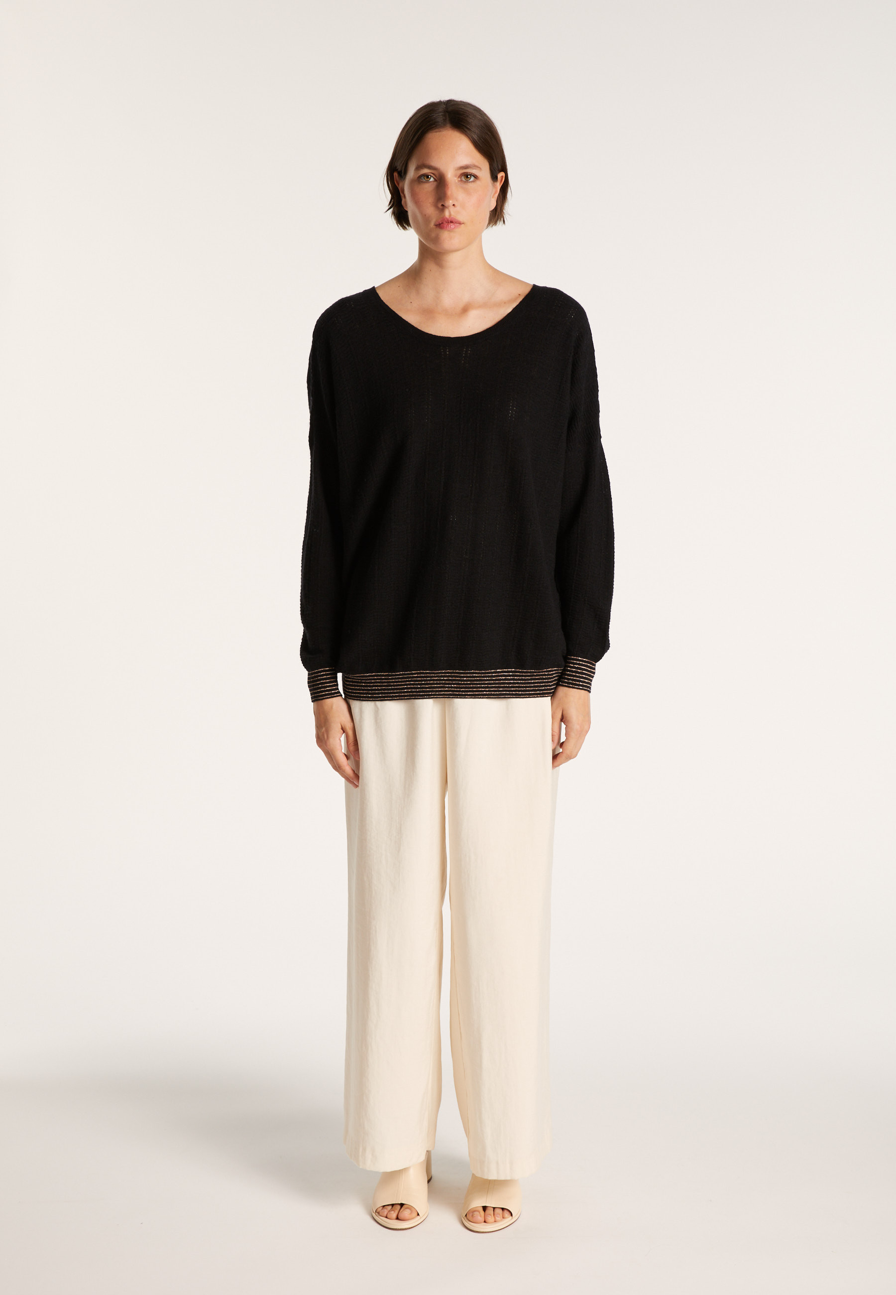 Pull col rond en cachemire lin - Ambre