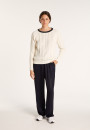 Pull en coton bio - Alice 6908 BLANC/MARINE- 02Blanc