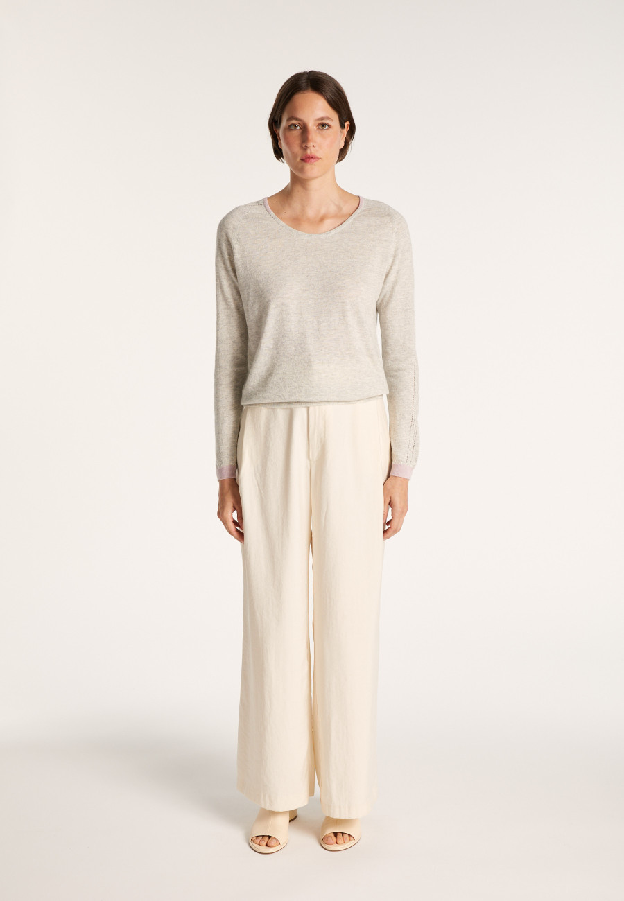 Suéter de cashmere e linho com gola redonda - Jacob