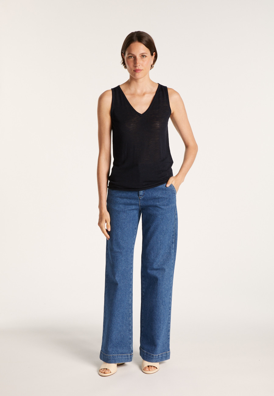 Flamed linen tank top - Boréal