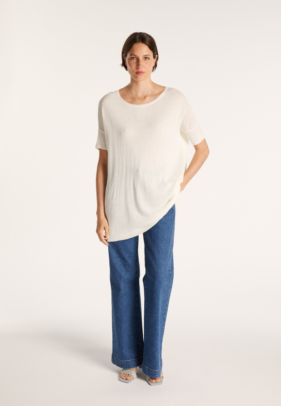 Camiseta gola redonda em crepe de viscose - Bibiche