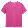 Tshirt col v manches courtes Fil Lumière Débora rose clair