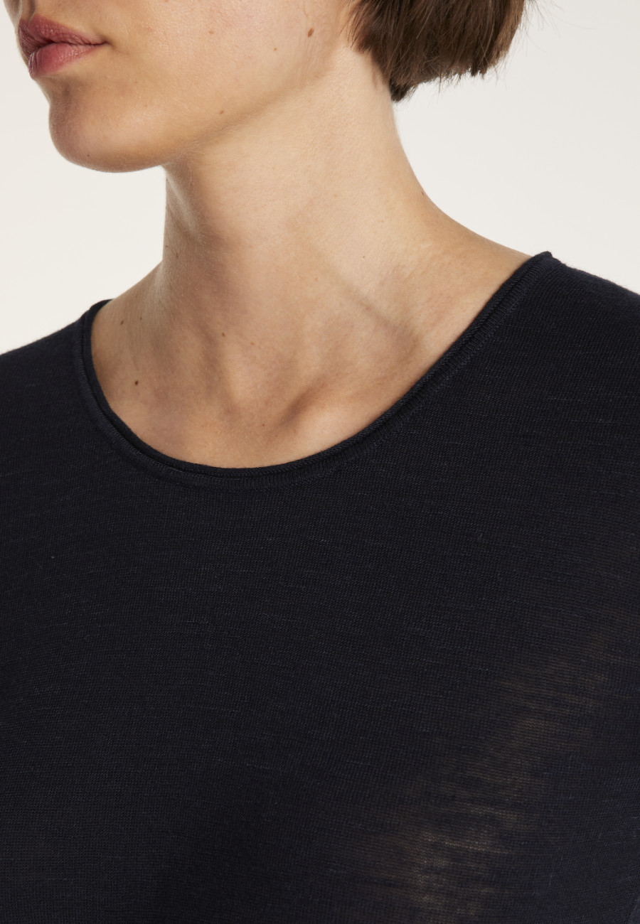 Round-neck T-shirt with elbow-length sleeves - MADY