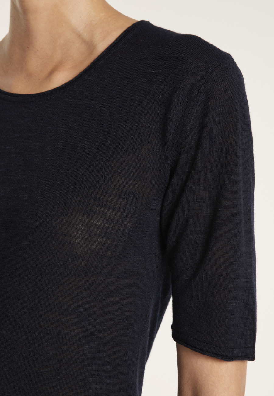 Round-neck T-shirt with elbow-length sleeves - MADY