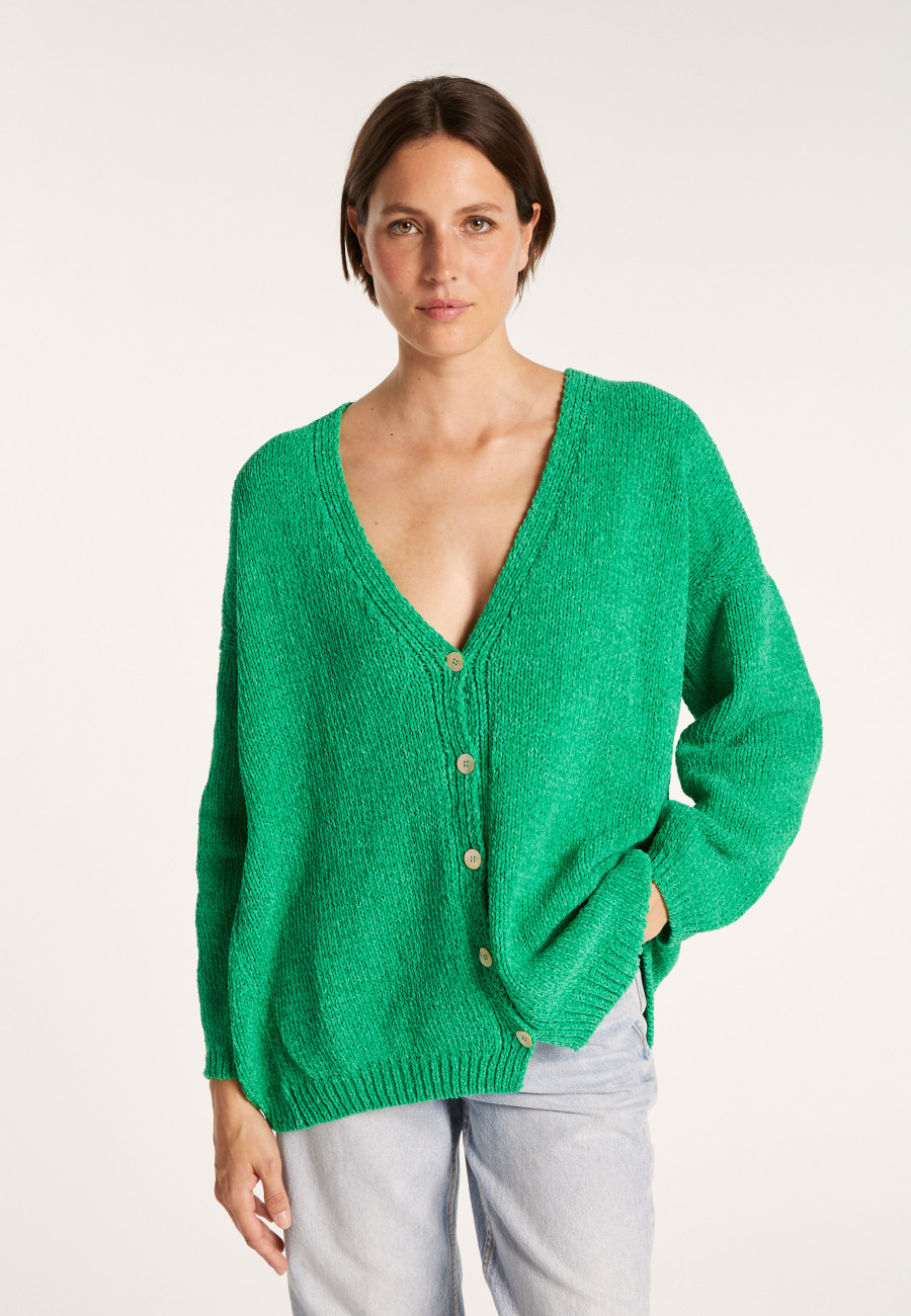Loose cardigan in cotton velvet - MOUNIA