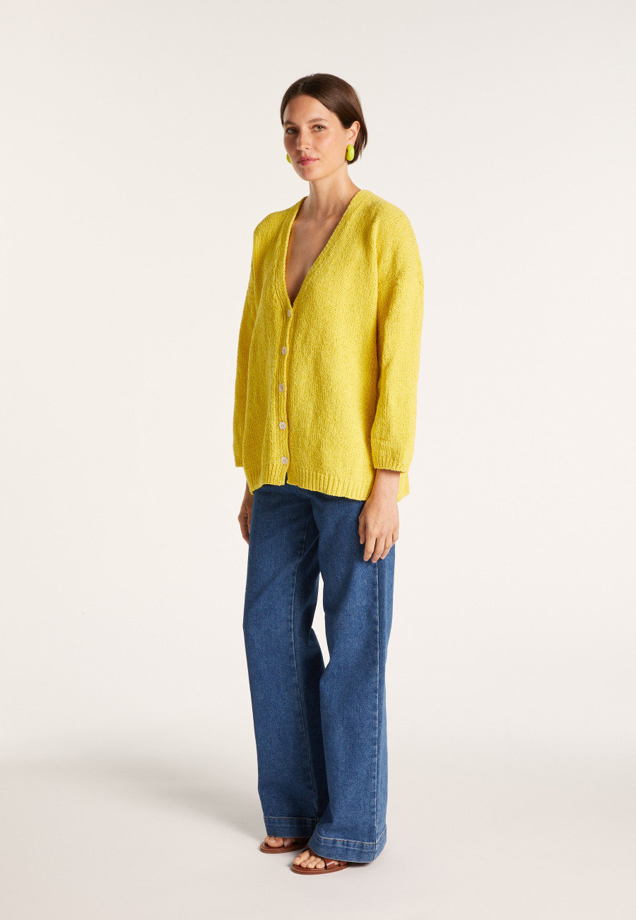 Loose cardigan in cotton velvet - MOUNIA