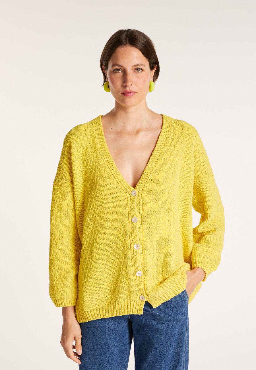 Loose cardigan in cotton velvet - MOUNIA