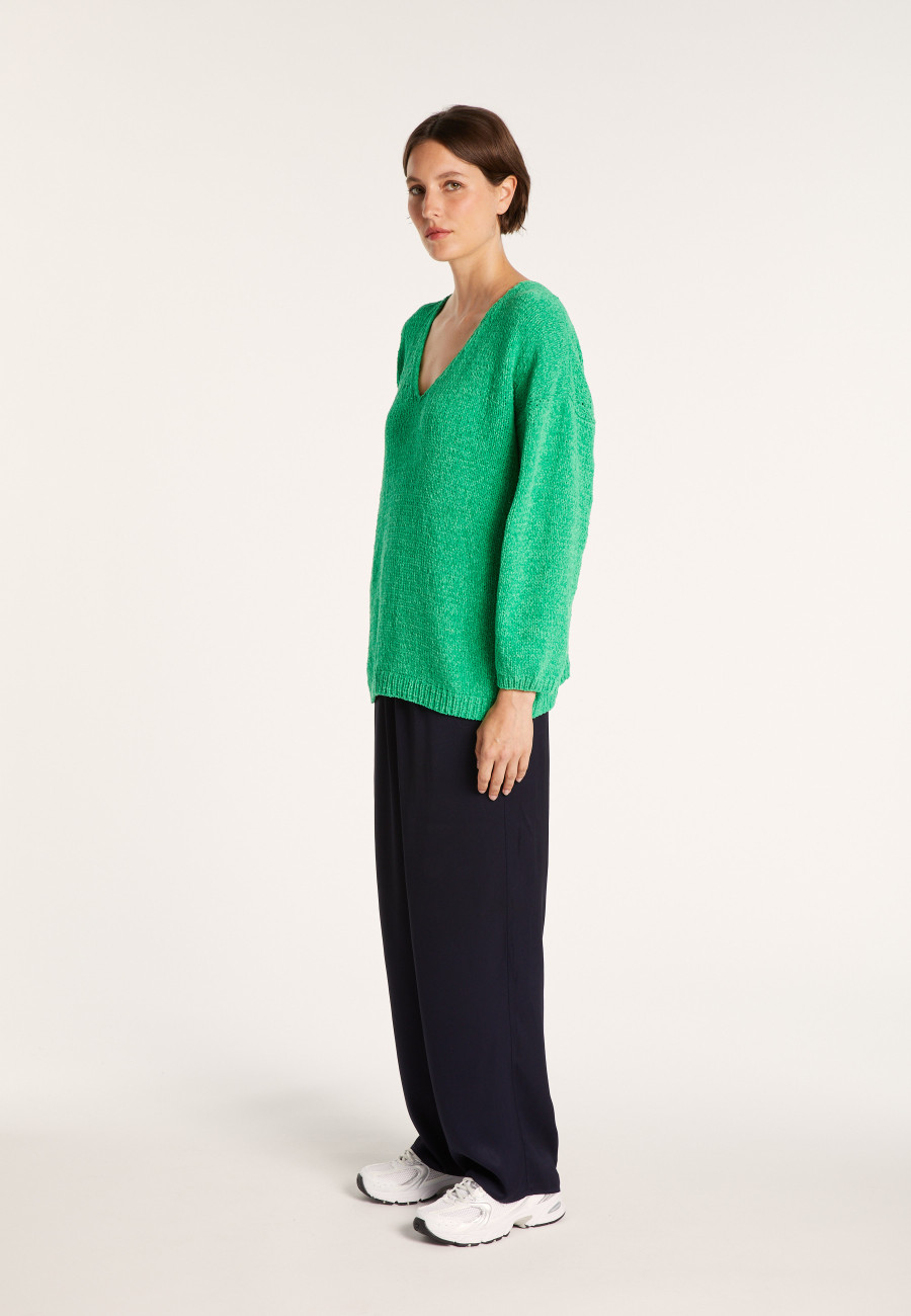 Suéter Tamanho de veludo de algodão com decote em V - Mariette