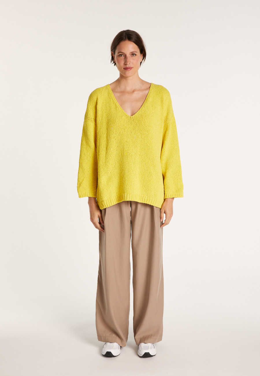 Suéter Tamanho de veludo de algodão com decote em V - Mariette